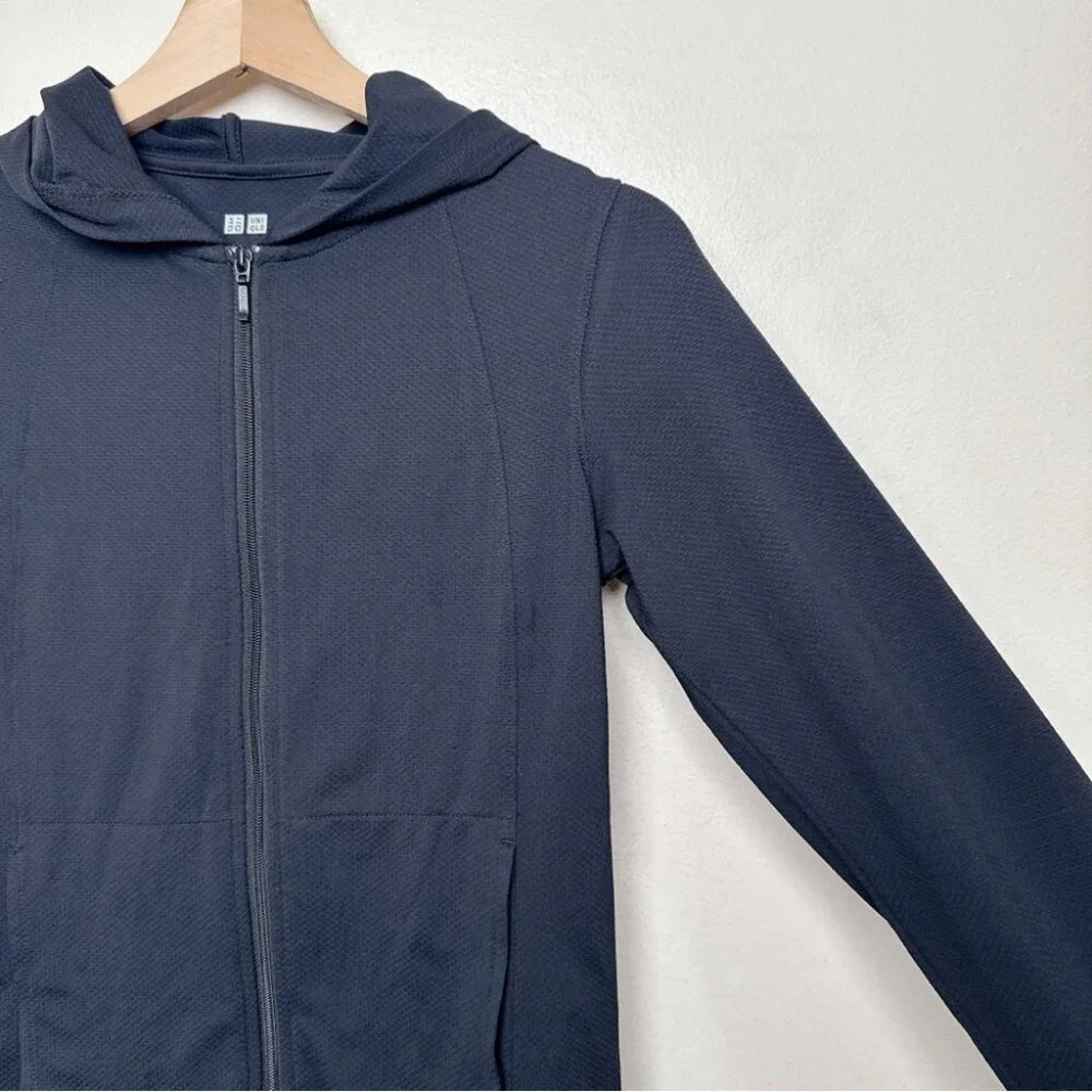 Women's Black Zip-Front Hooded Jacket - Picture 7 of 15